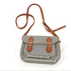 Forever XXI white and navy striped purse